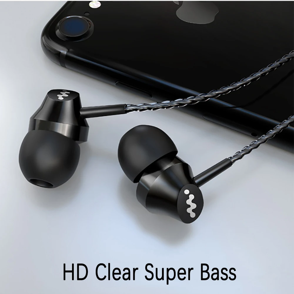 HD Clear In-Ear Earphones Super Bass Stereo Ergonomic 3.5mm Jack Wired Headphones Headset Earbuds With MIC For Iphone Xiaomi PC |