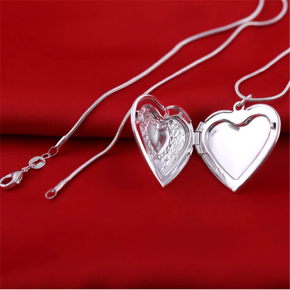 2020 оптовая продажа серебряное ожерелье в форме сердца медальон фото кулон