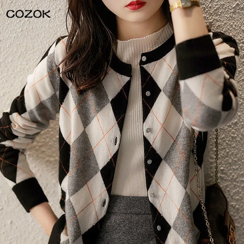 

Joker sweater Vintage Knitted Cardigan For Autumn Fashion Knit Cardigans Coat Lady Loose Sweater Lady Cardigan Verano Mujer