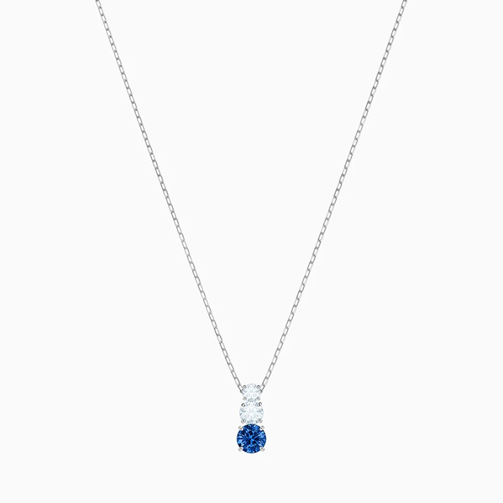 

SWA Fashion Jewelry Original Luxury Simple Red Blue White Green Crystal Three Crystal Pendants Female Necklace Romantic Gift