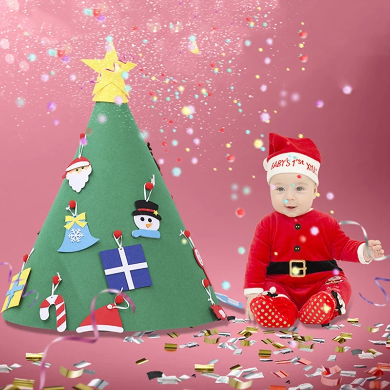 Креативная войлочная Рождественская елка для детей 3 2 фута Diy с малышами 18 шт.