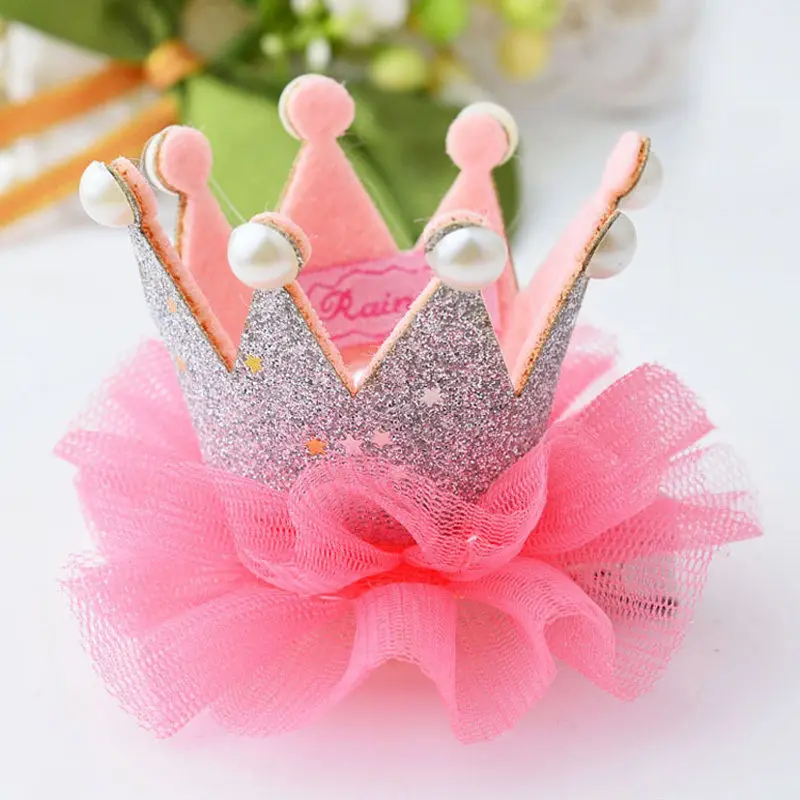 

1 PC Fashion Cute Girls Crown Princess Hair Clip Lace Pearl Shiny Star Headband Hairpins Barrettes Headwear Hair Accessories