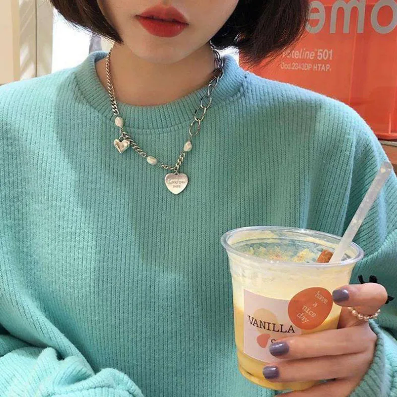 Колье женское из нержавеющей стали многослойное с подвеской в стиле хип-хоп |