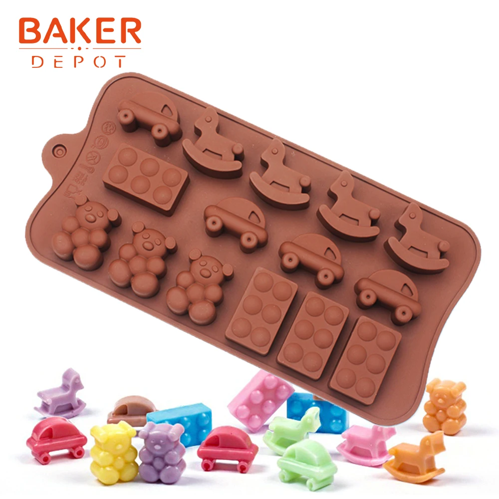 BAKER DEPOT силиконовая форма для шоколада машины медведя мини конфета клейкая