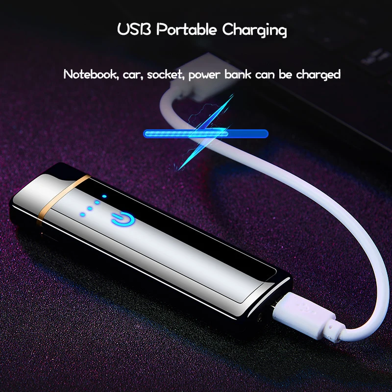 Новая крутая USB перезаряжаемая ветрозащитная двойная дуговая зажигалка