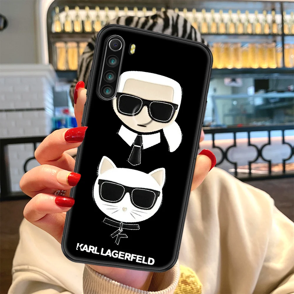 

Lagerfeld Designer KARLs Phone case For Xiaomi Redmi Note 7 7A 8 8T 9 9A 9S 10 K30 Pro Ultra black tpu Etui pretty back painting