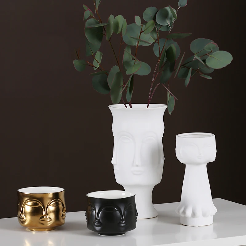 Белая керамическая ваза в скандинавском стиле креативная для дома гостиной