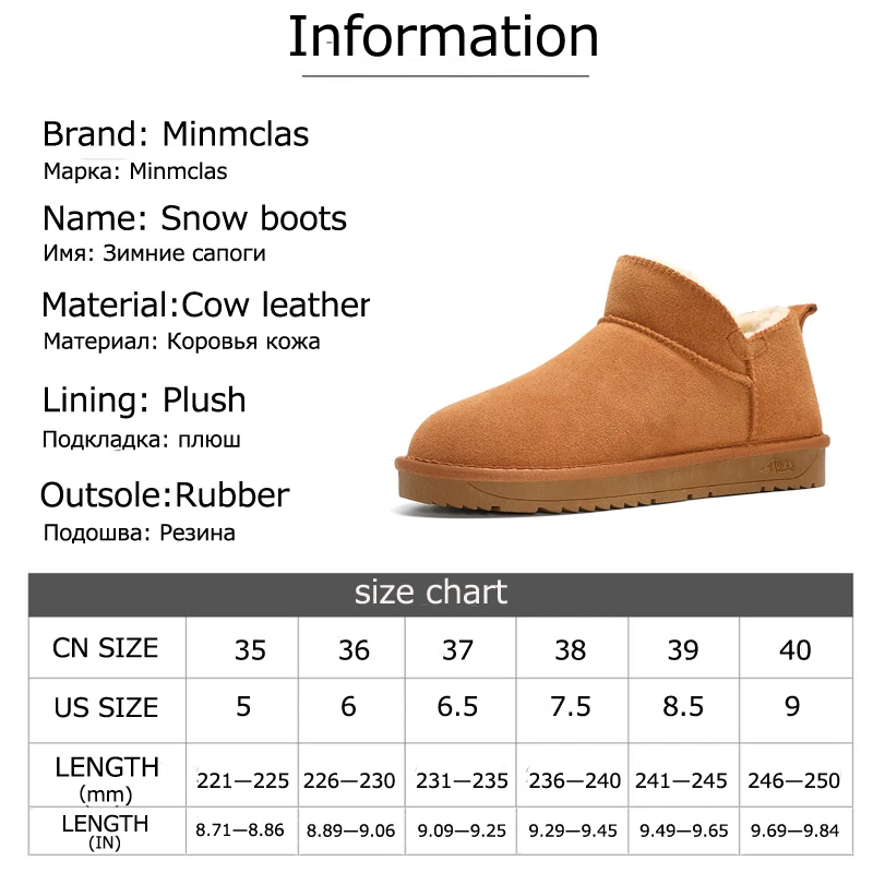 Minmcla/женские кожаные ботинки короткие зимние косая Мода 2019|Зимние сапоги| |