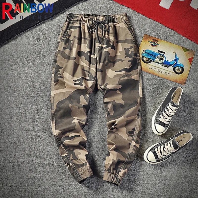 

Rainbowtouches New Casual Loose Fashion Sports Fitness Training Cropped Trousers Men's Camoufiage Hip-pop Style Pencil Pants Men