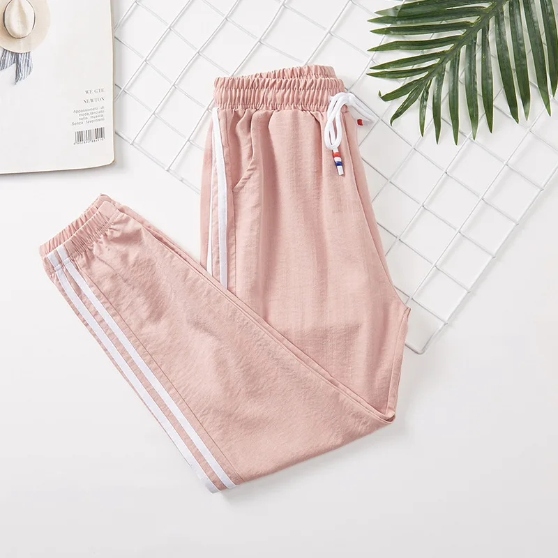 

Harem Pants Women Plus Size Pink Black Running Summer Harajuku Pants Casual Side Lines Sweatpants Sports Women Fitness Trousers