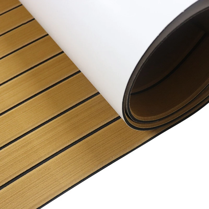 

Foam Teak Decking EVA Foam Marine Flooring Faux Boat Decking Sheet Accessories Marine Brown Black 240X 45cm Brown