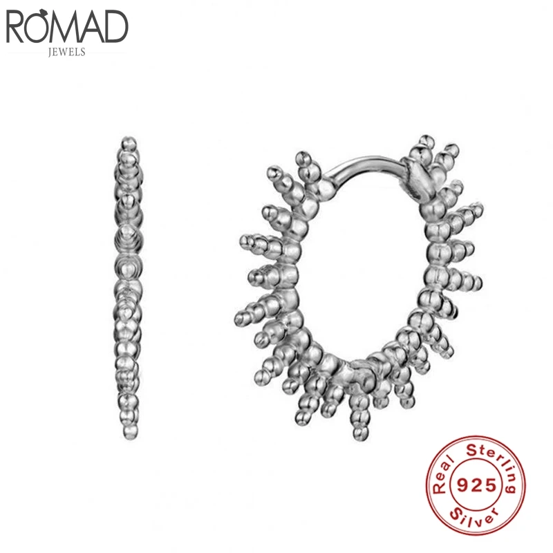 

Romad Real 925 Sterling Silver Hoop Earrings Small Beads Personality Huggie Earrings For Women Fine Jewelry pendientes 2020 W5