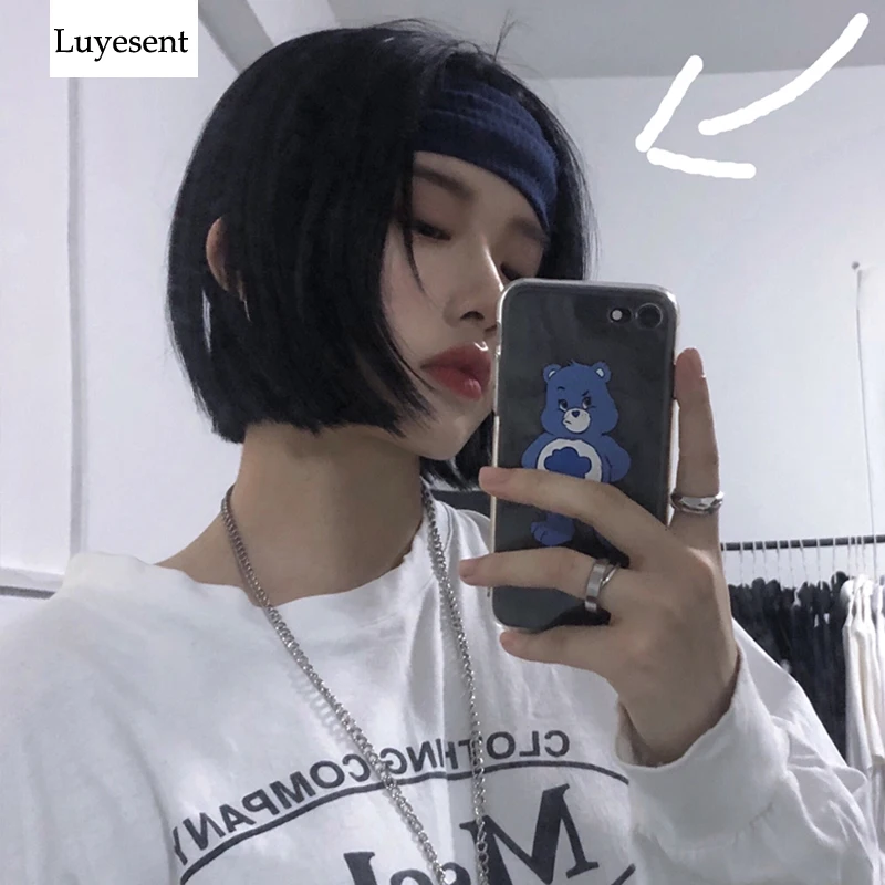 Модный вязаный головной убор унисекс в стиле панк черный серый темно-синий шарф