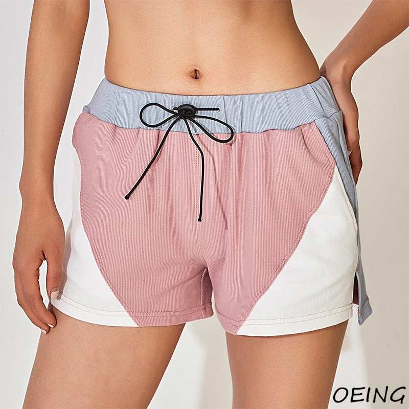 

Women's Yoga Biker Shorts Patchwork Casual Pants Fitness Sport Wear Breathable Running Shorts