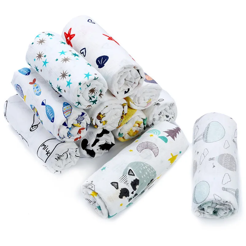 

Blanket Swaddling Muslin 100%Cotton Baby Swaddles Soft Newborn Blankets Bath Gauze Infant Wrap sleepsack Stroller Cover Play Mat