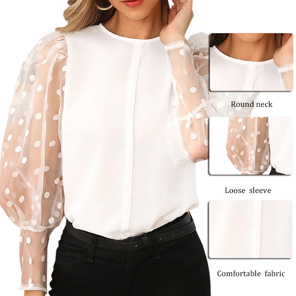 Элегантная женская прозрачная сетчатая рубашка блузка с длинными