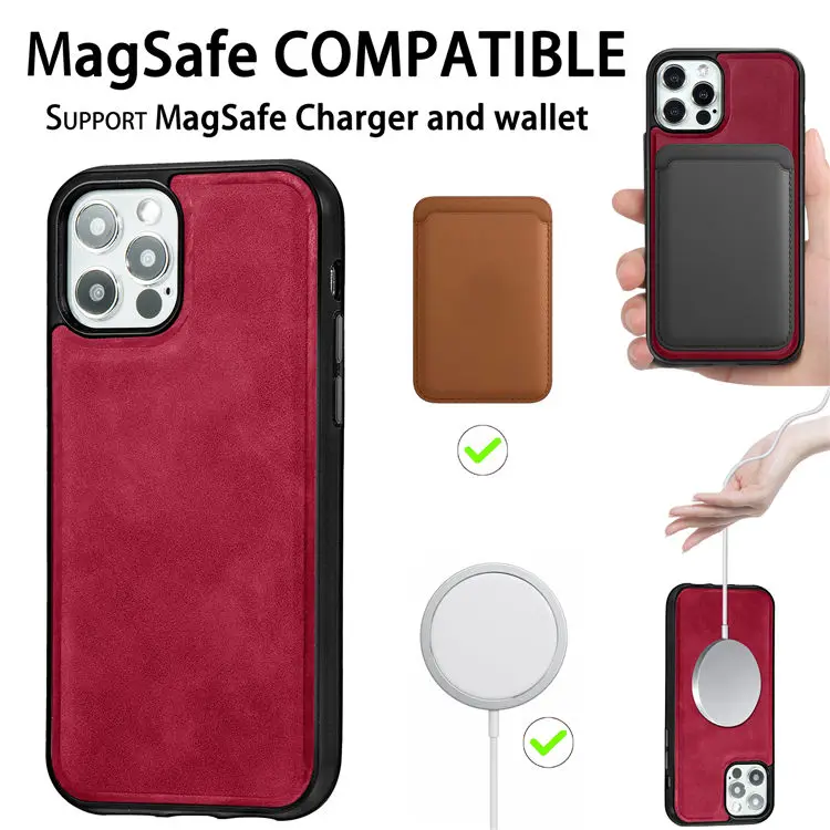 

Crazy Horse Pttern Magsafe Leather Case For iPhone 12 12 Pro Case Wireless Charger Magnetic Cover for iphone 12 Pro Max 12 Coque