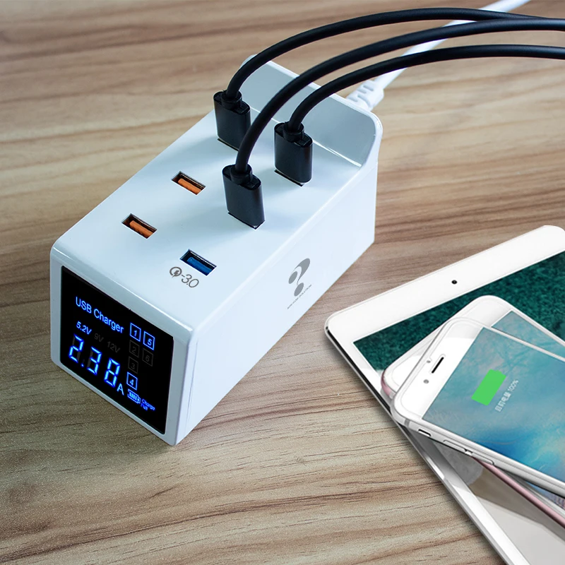 

6 Ports Quick Charge 3.0 Digital Display USB Charger For Android iPhone Adapter Phone Fast Charger For xiaomi huawei samsung
