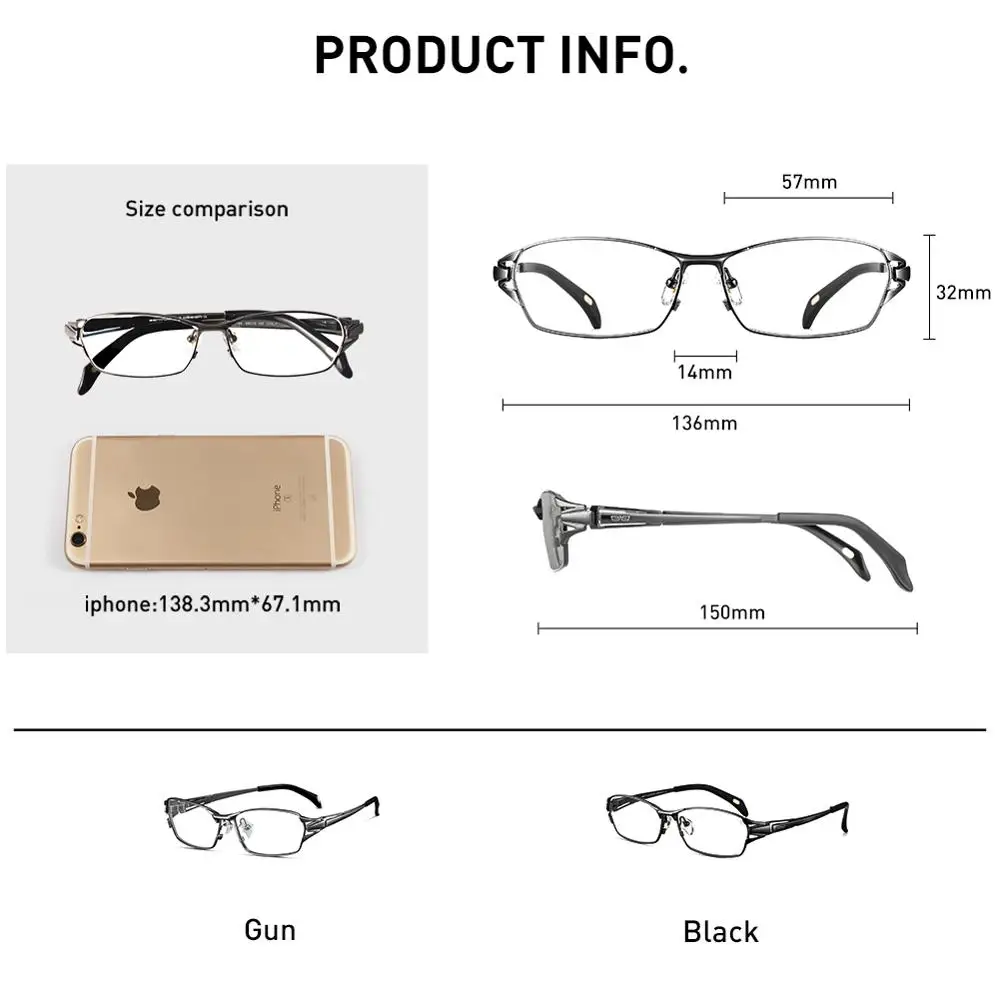 

CAPONI Men Eyeglasses Frame Pure Titanium Square Business Glasses Classic Brand Designer Computer Optical Adult Glasses J1190