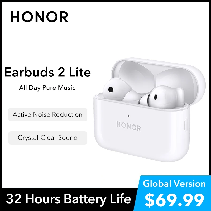 

HONOR Earbuds 2 Lite Global Version Active Noise Cancellation Wireless Headphones TWS Headsets ANC Earbuds Support Bluetooth 5.2
