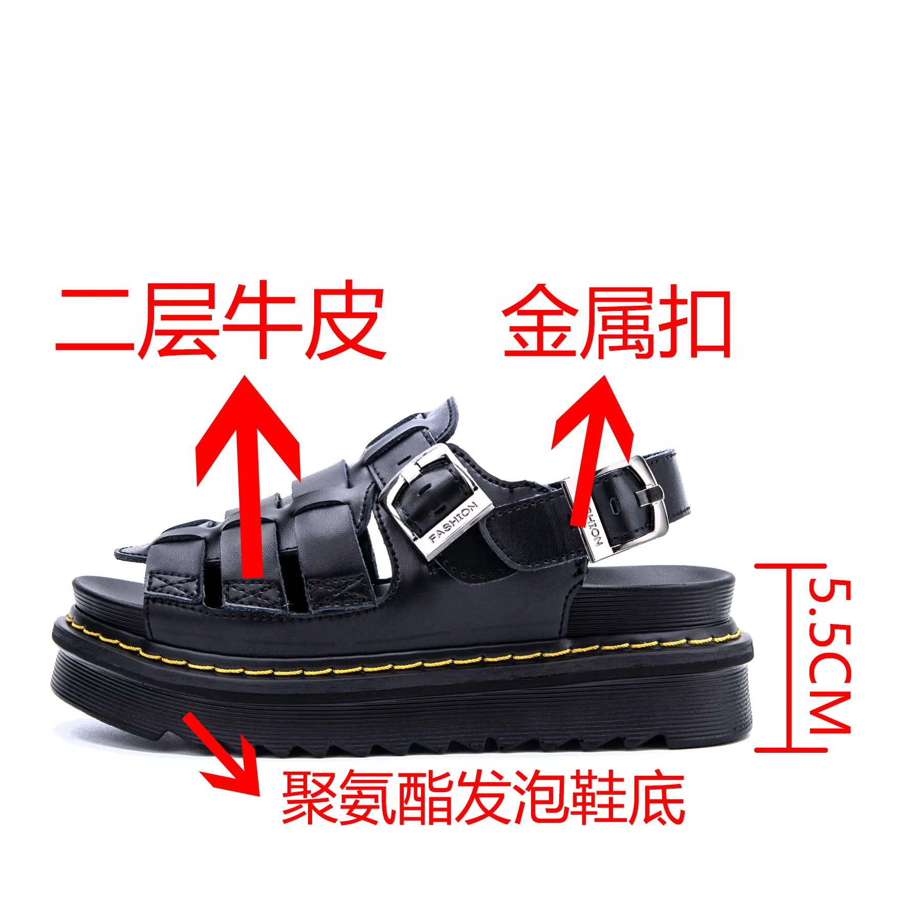 

Thick-soled Genuine Leather Sandals Women Roman Casual Beach Sandals Female Students Metal Buckle Retro Casual Sandals Women