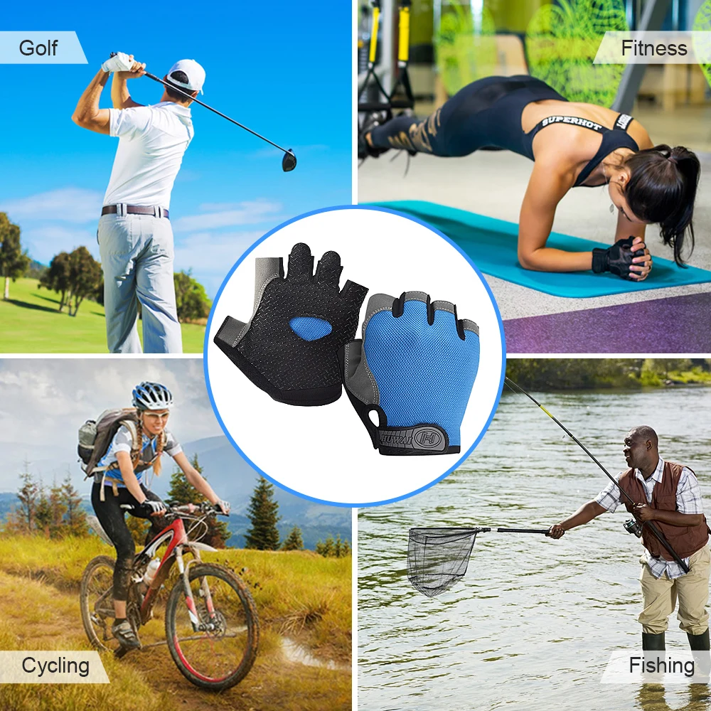 

Professional Gym Fitness Breathable Anti-Slip Women Men Half Finger Summer Fishing Cycling Fingerless Gloves Female Bicycle Bike