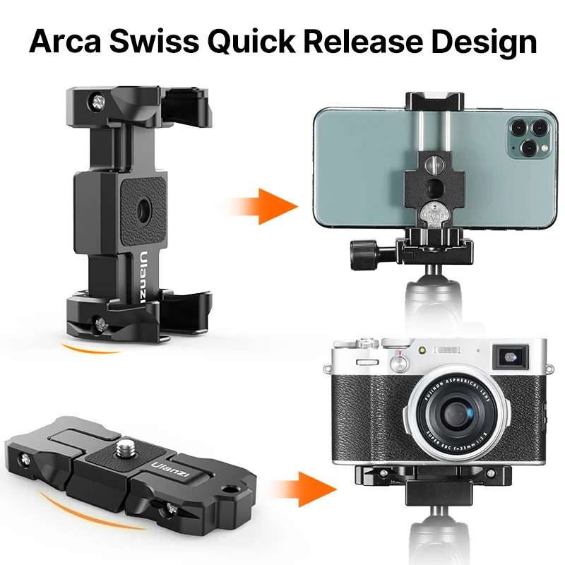 Быстросъемная пластина Ulanzi ST-15 Arca Swiss складной Зажим для телефона 2 в 1 с холодным