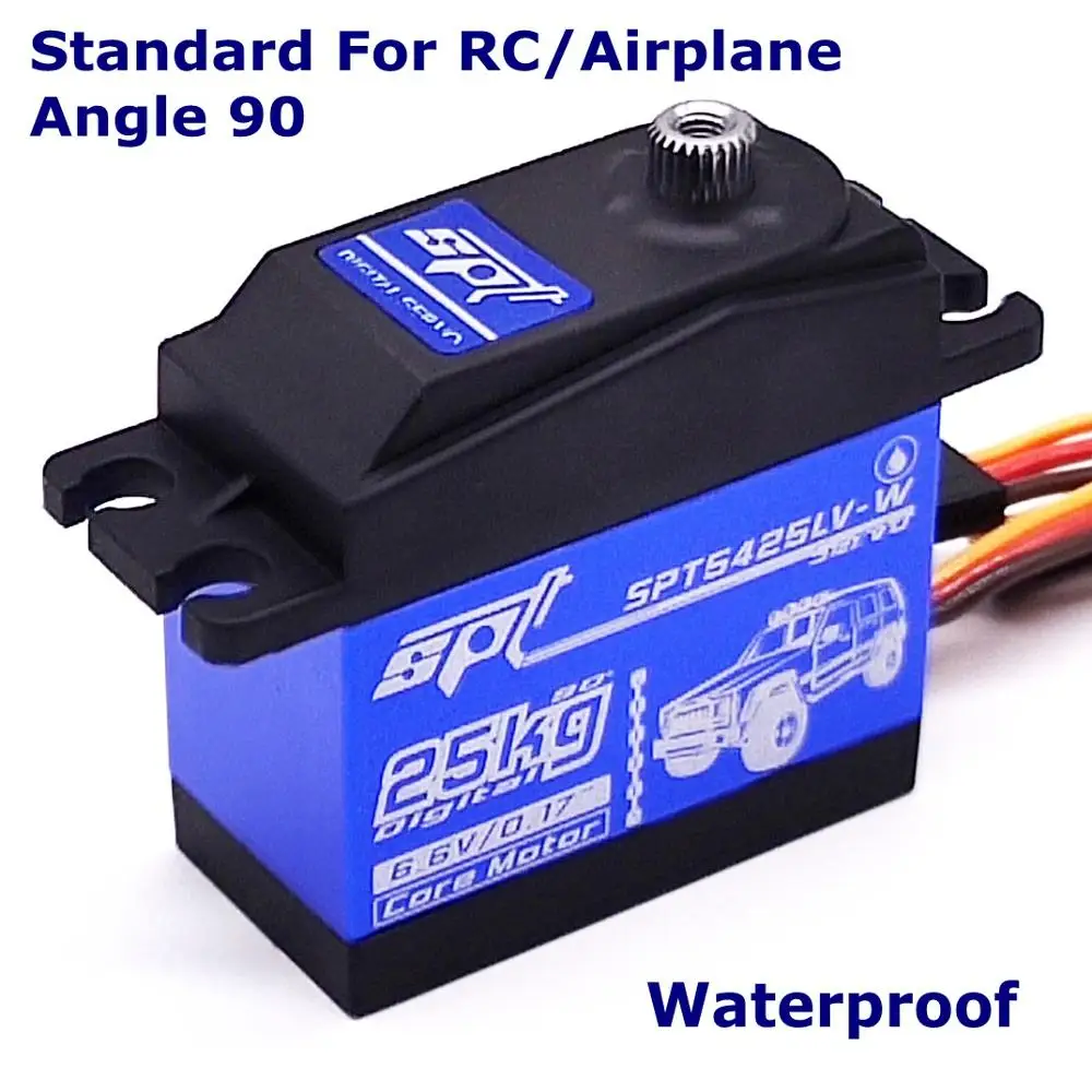 25kg Waterproof SPT5425LV 25 кг большой крутящий момент цифровой стандартный сервопривод водонепроницаемый для 1:8 1:10 RC автомобиль альпинист самолет металлический чехол - Цвет: 25kg Waterproof