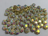 3mm4mm5mm6mm7mm8mm10mm crystal ab color gold base beads stones crystal sew on stones with claw decoration
