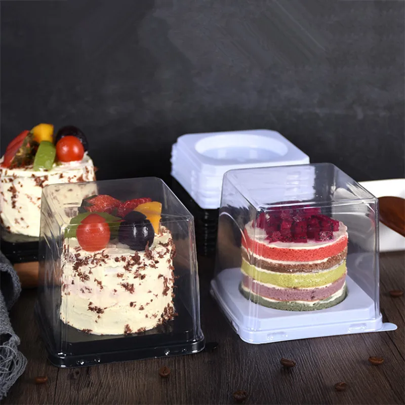 

50Pcs Disposable Blister Cake Box 4 Inch Round Mousse Pastry Cheese Food Packaging Boxes