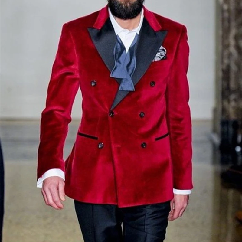Красные бархатные повседневные мужские свадебные костюмы жениха смокинги обувь