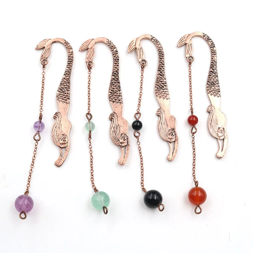 XSM Закладка из металлического сплава натуральные круглые бусины камни в форме