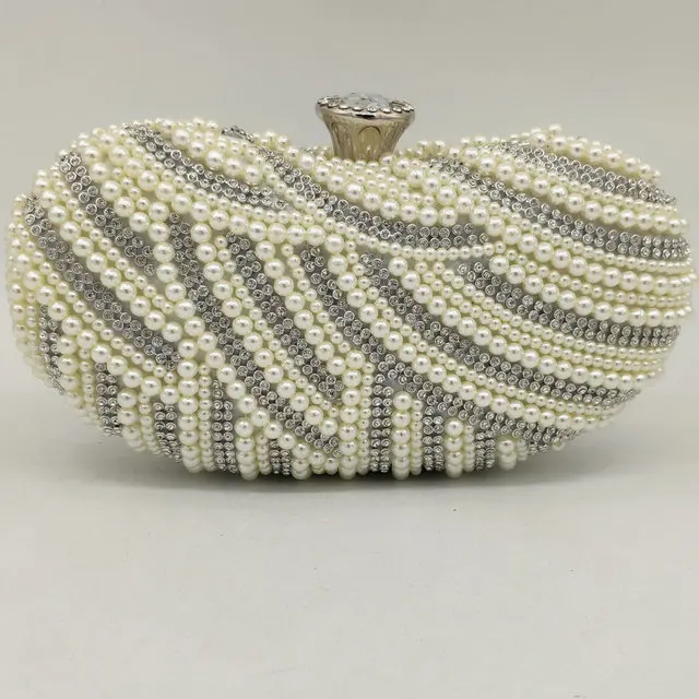 MIL1182-BEI Boutique De FGG элегантная жемчужная застежка белые женские вечерние сумки с бисером официальные свадебные вечерние сумки и кошельки Сумка-клатч невесты - Цвет: MIL1182-BEI