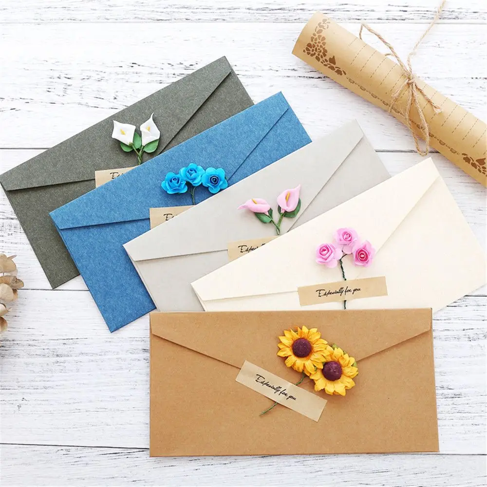 2 шт Ретро сухие цветы конверты с буквенной бумагой DIY открытки поздравительная