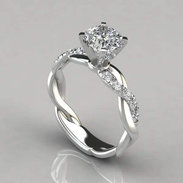 

European and American Jewelry 18K Rose Gold Plated two-color Princess square diamond ring cross twist diamond ring
