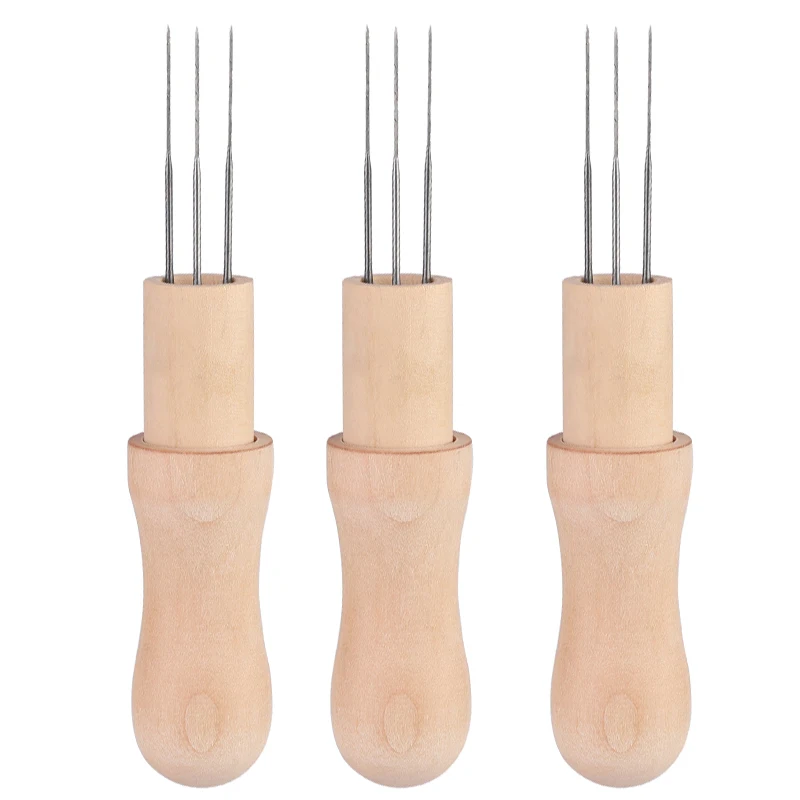 

MIUSIE Felting Needles With Solid Wood Handle Felting Three Needles Tool Wool Felting Needle Kit For DIY Handmade Craft Tool