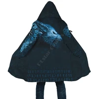 viking style cloak style fenrir 3d all over printed hoodie cloak for men women winter fleece wind breaker warm hood cloak