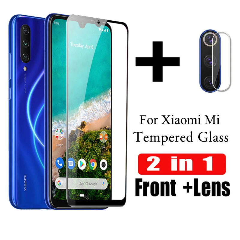 2 в 1 закаленное стекло для Xiaomi mi A3 Защитная пленка экрана A2 Lite Glas камера защитная