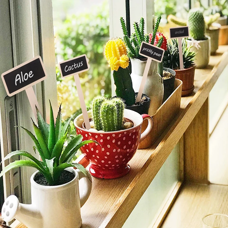 

10pcs/set Garden Markers Easy Write Vegetable Labels With Blackboard Plant Tags T Type Wooden Home Flowers Fruit Small Durable