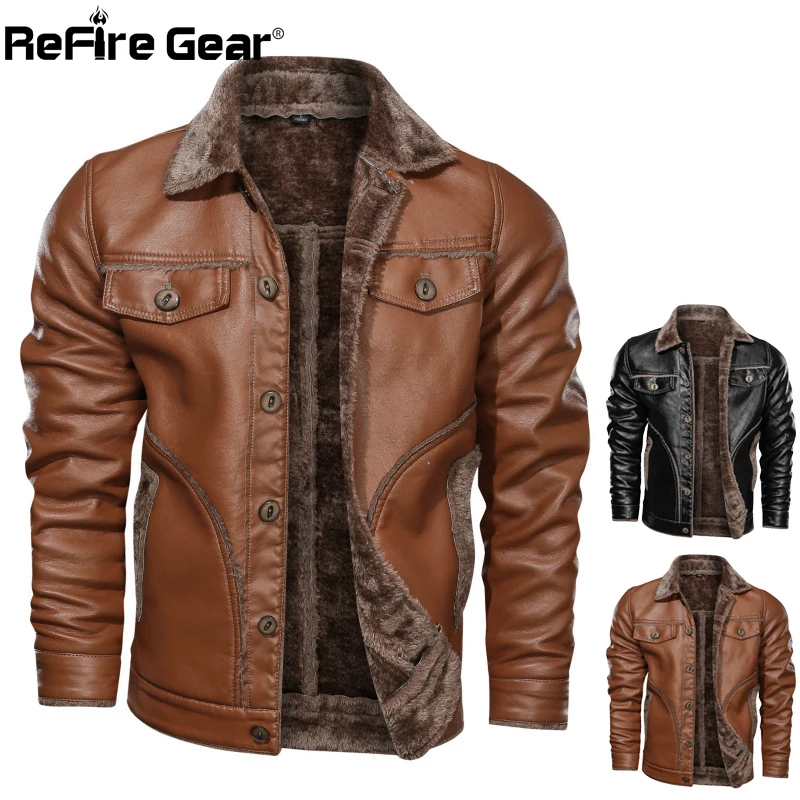 Куртка ReFire Gear мужская из искусственной кожи толстая армейская куртка-бомбер в