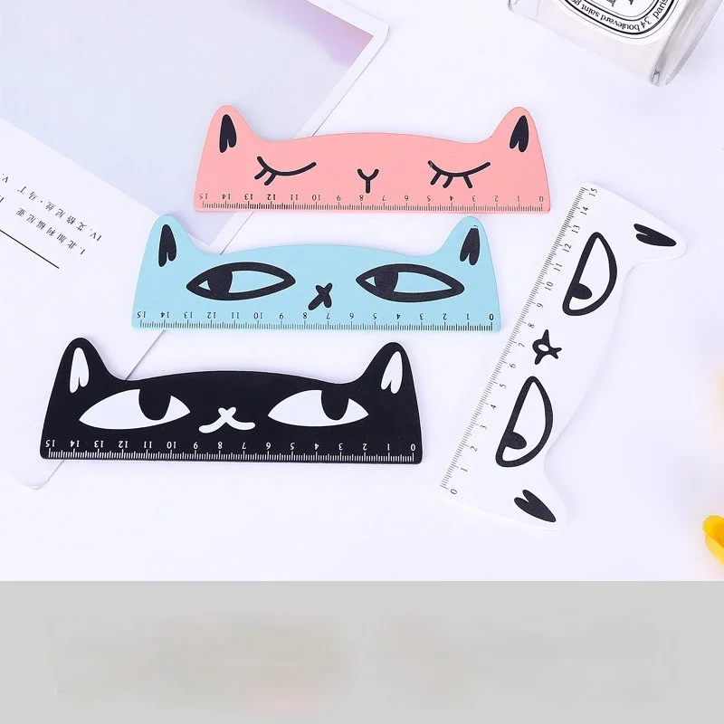 

Cartoon Creative Cat Wooden Stationery Ruler Student Cute Color Drawing Hand Account Ruler 15cm Ruler Cute School Supplies