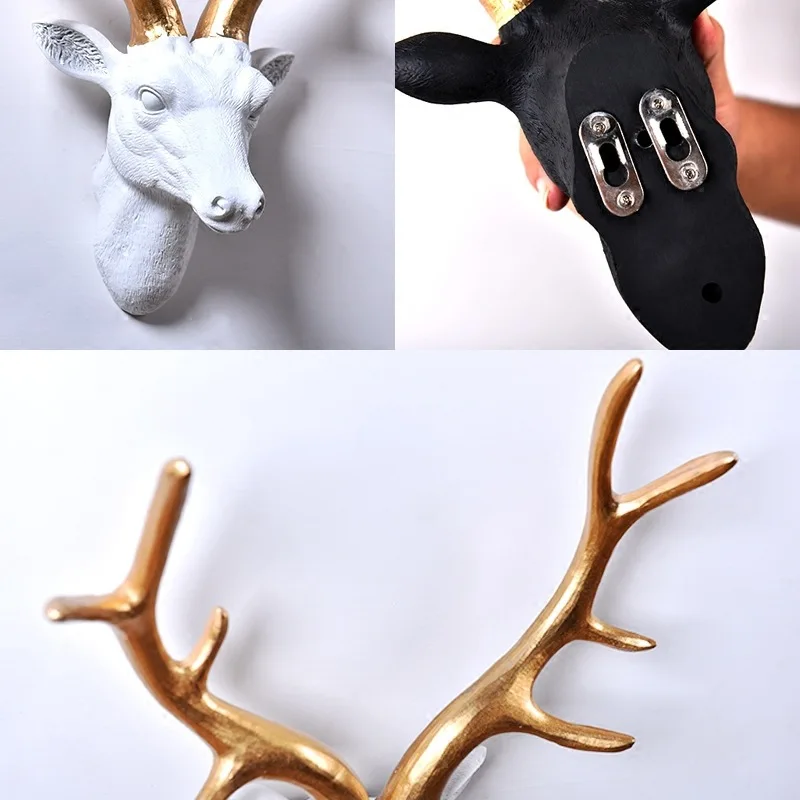 

CREATIVE DEER HEAD ANIMAL WALL DECORATION ORNAMENTS RESIN CRAFTS STATUE SCULPTURE LIVING ROOM ROOM HOME DECORATION ACCESSORIES