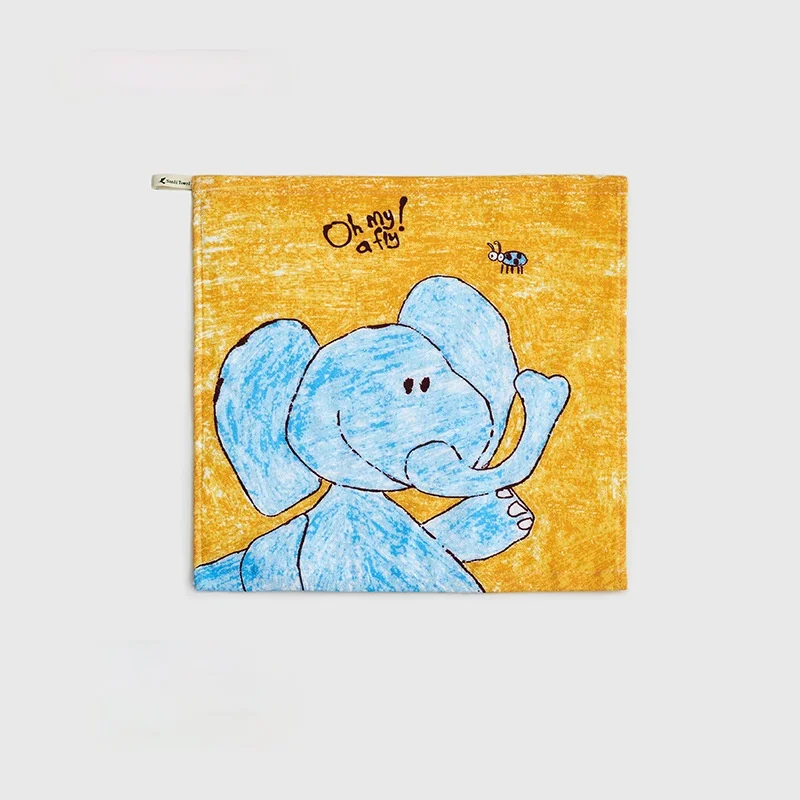 

34*34cm Kids Gauze Square Cotton Face Towel Fabric Cartoon Bear Zebra giraffe Hanging Hand Towel