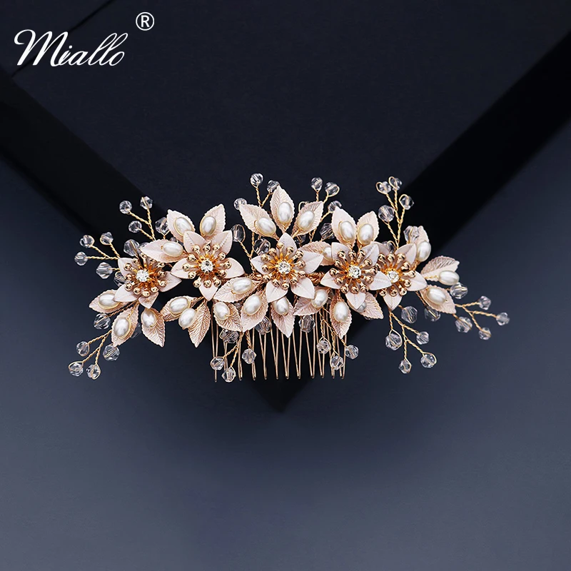 Свадебные аксессуары для волос Miallo гребень с кристаллами и цветами женщин
