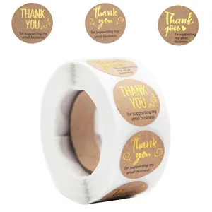 1 дюйм, коричневая Крафтовая наклейка, Золотая фольга, наклейки с надписью Thank You, три стиля для свадебного украшения, бирки для подарков и т. д.