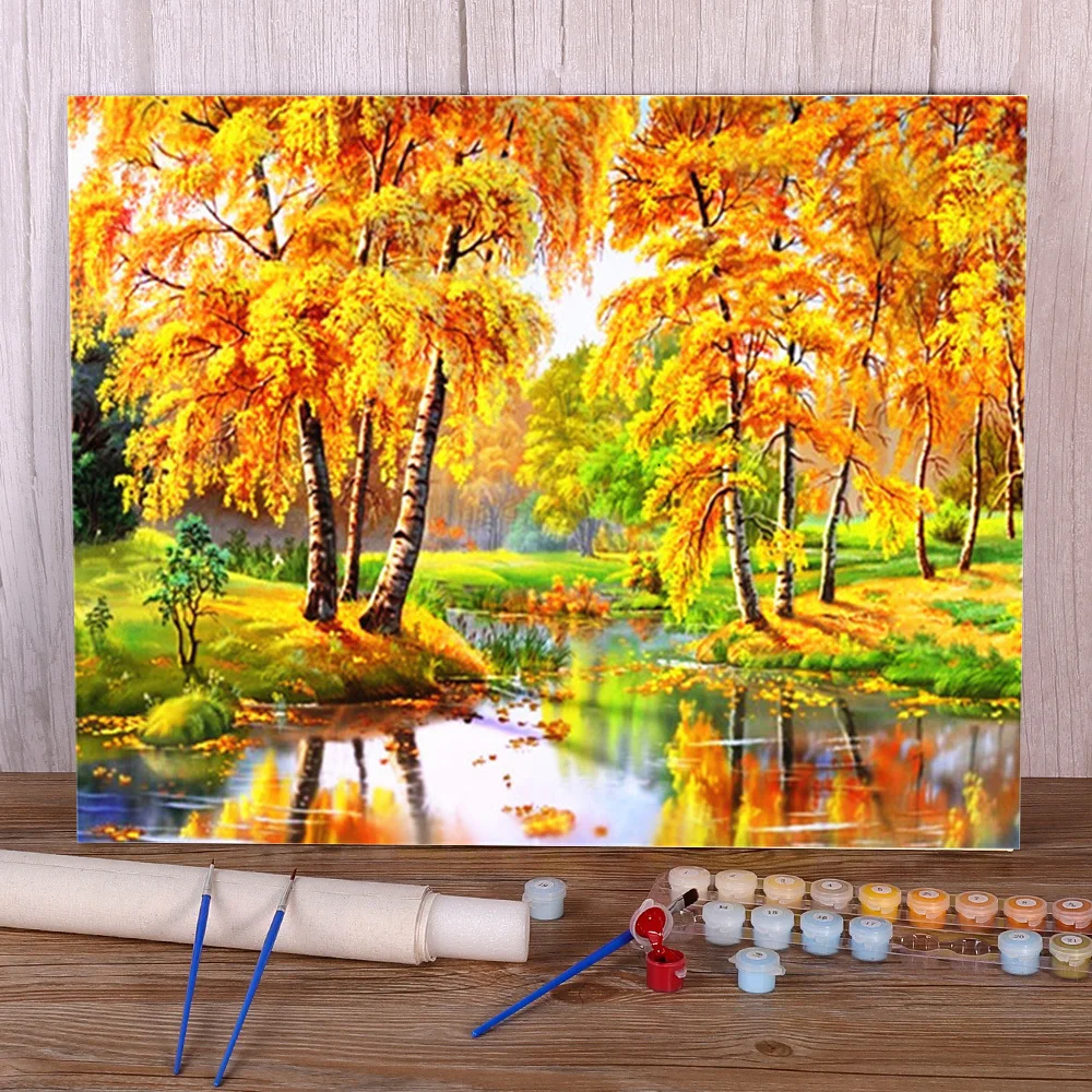 

Пейзаж, природа, краска по номерам, полный комплект, акриловые краски 40*50, доски по номерам ручной работы для детей, оптовая продажа