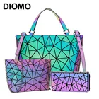 DIOMO женская светящаяся Геометрическая Сумка, комплект из трех предметов, сумки на плечо, роскошная дизайнерская женская сумка через плечо с кошельком для женщин