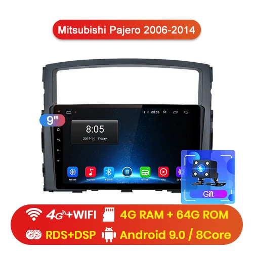 Junsun V1 2G+ 32G Android 9,0 для Mitsubishi Pajero 4 2006- Автомобильный Радио Мультимедиа Видео плеер навигация gps 2 din dvd - Цвет: 4G-WIFI 4-64GB