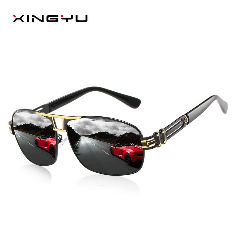XINGYU New Arrivals Men Polarized UV400 Big Frame Sunglasses Black Lens Male Retro Fishing driving Glasses okulary Gafas De Sol