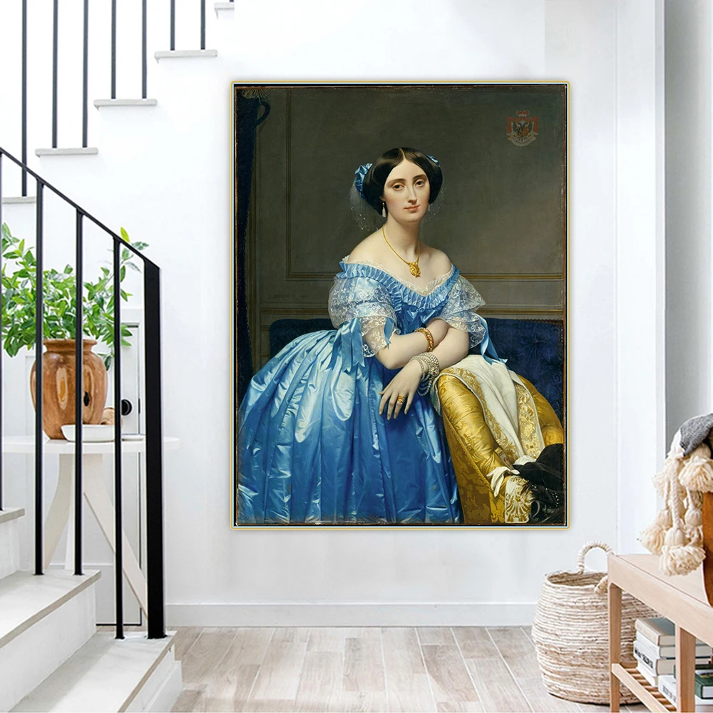 

Holover Canvas Oil Painting Ingres"Portrait Of The Princesse De Broglie"Conservative Academism Aesthetic Poster Home Decoration